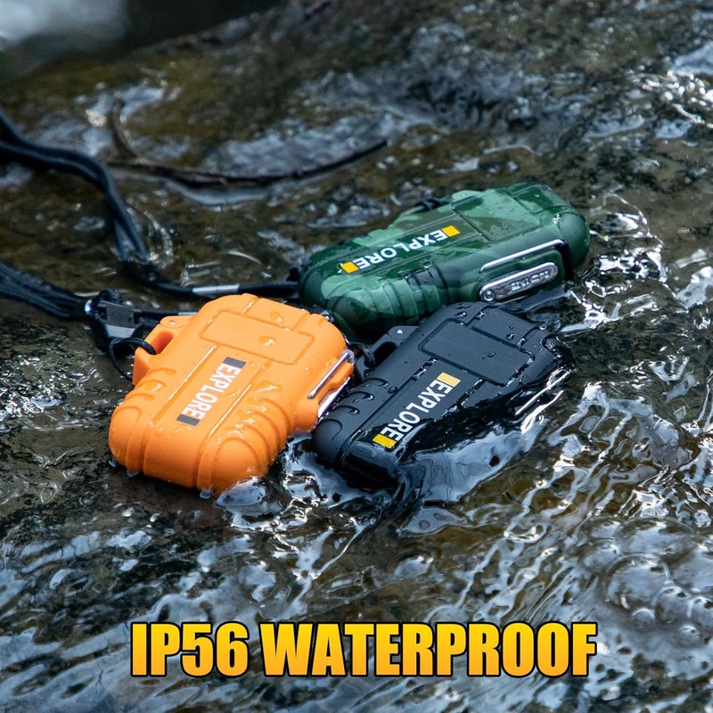 LCFUN 3 Pack Waterproof Lighter Windproof Torch Lighters Butane Refillable, Electric Dual Arc Lighters USB Rechargeable Flameless Plasma Lighter Camping Hiking Survival Tactical Gear Gadgets for Men - Image 2